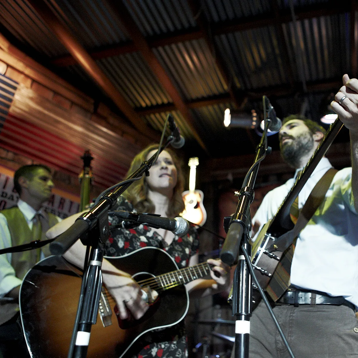 The Scrips performing with guitar and upright bass