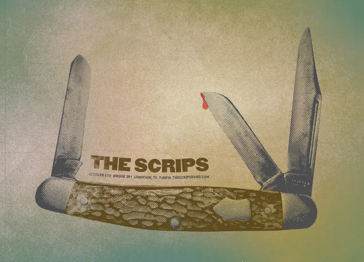 The Scrips Bridge 281 poster with an open pocketknife and October 6 show details