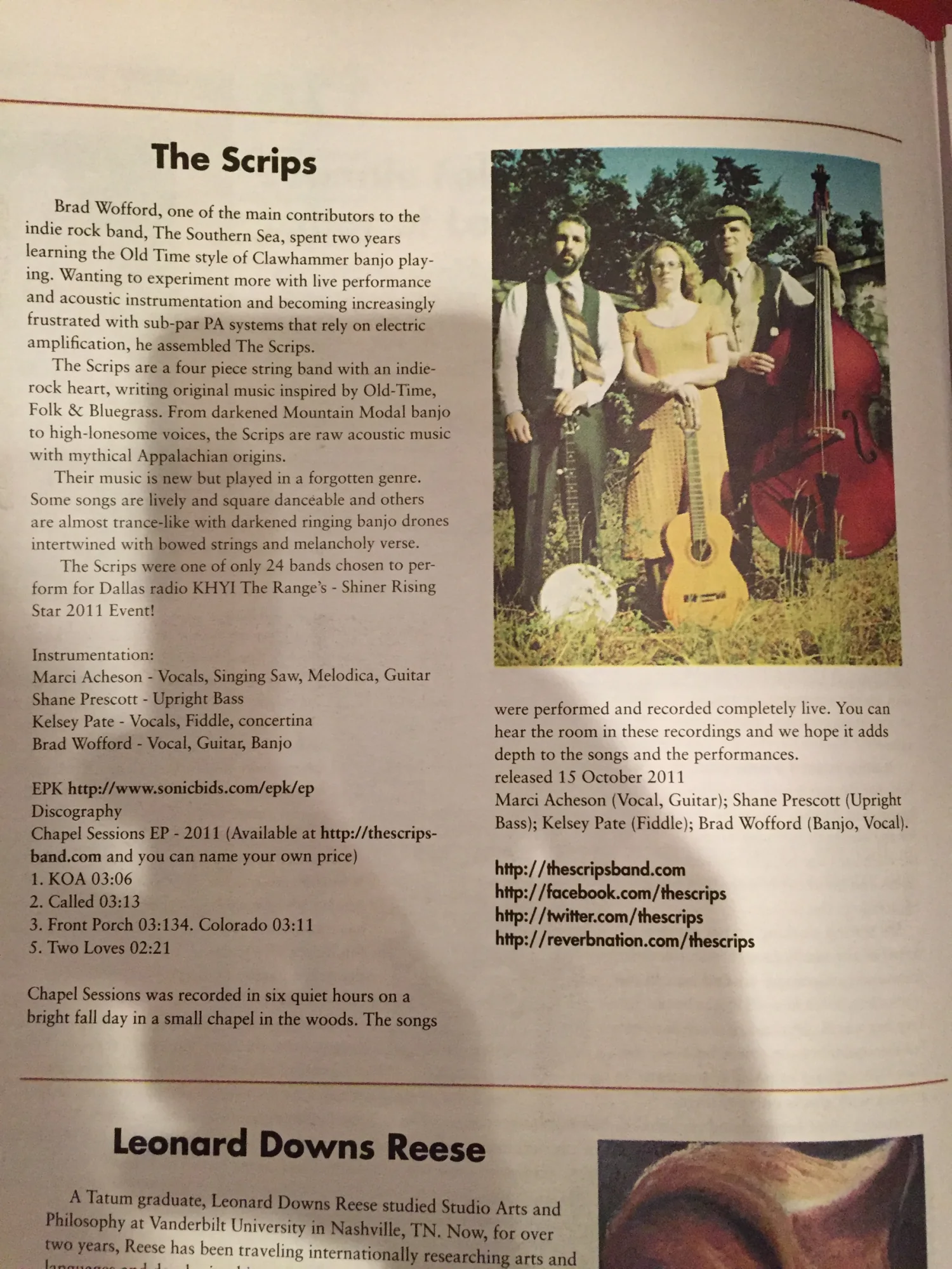 An archived newspaper clipping about The Scrips